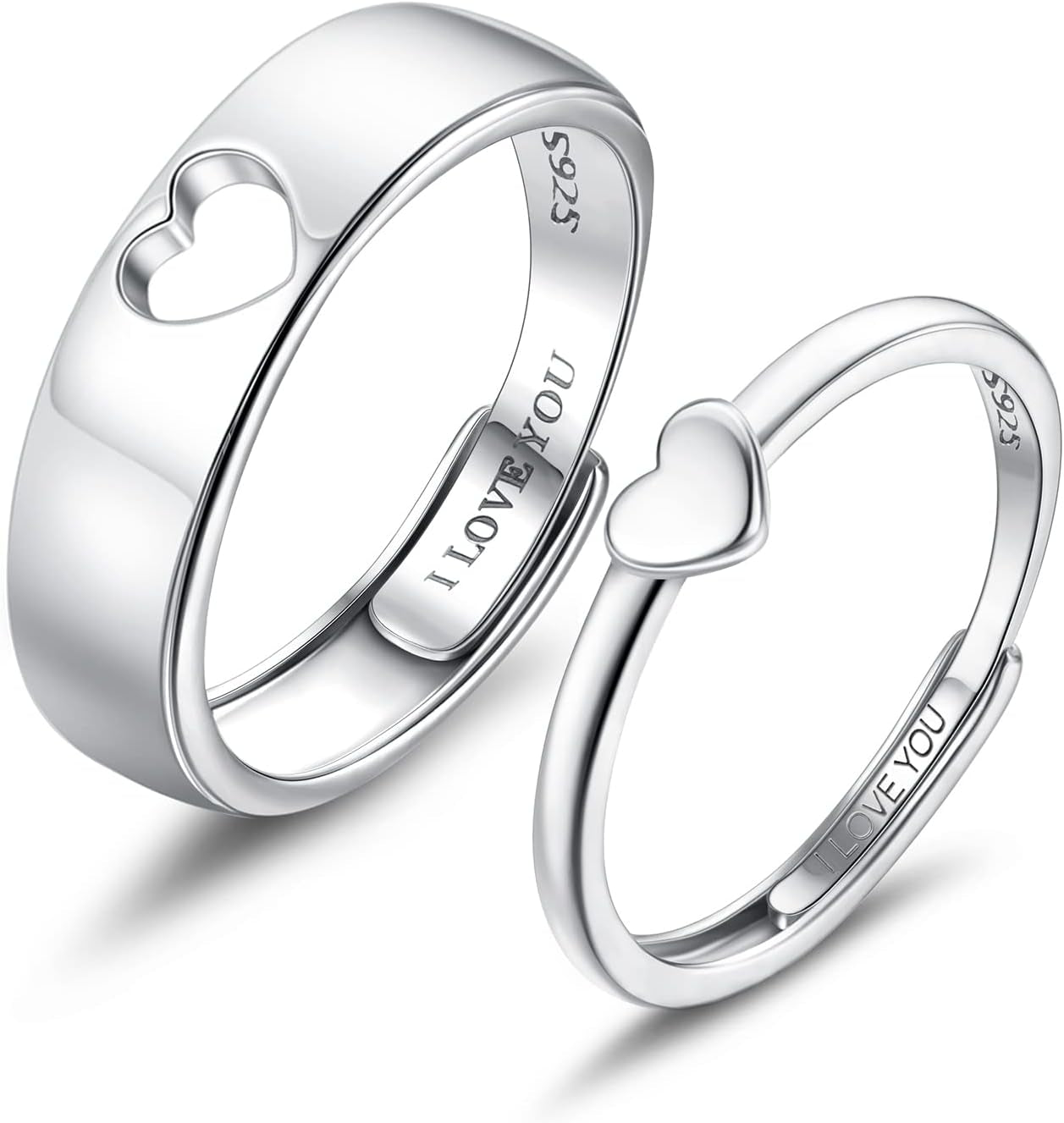 MILACOLATO sterling silver matching heart promise rings for couples