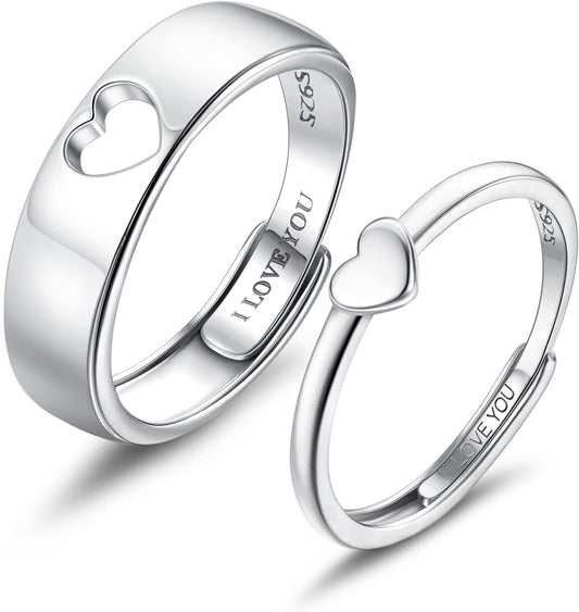 MILACOLATO sterling silver matching heart promise rings for couples