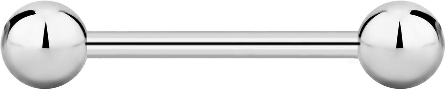 Forbidden Body Jewelry Nipple Barbell, Nipple Bars, Silver Nipplerings Piercing Surgical Steel 8G - 18G Straight Barbell Body Jewelry (Sold Individually)