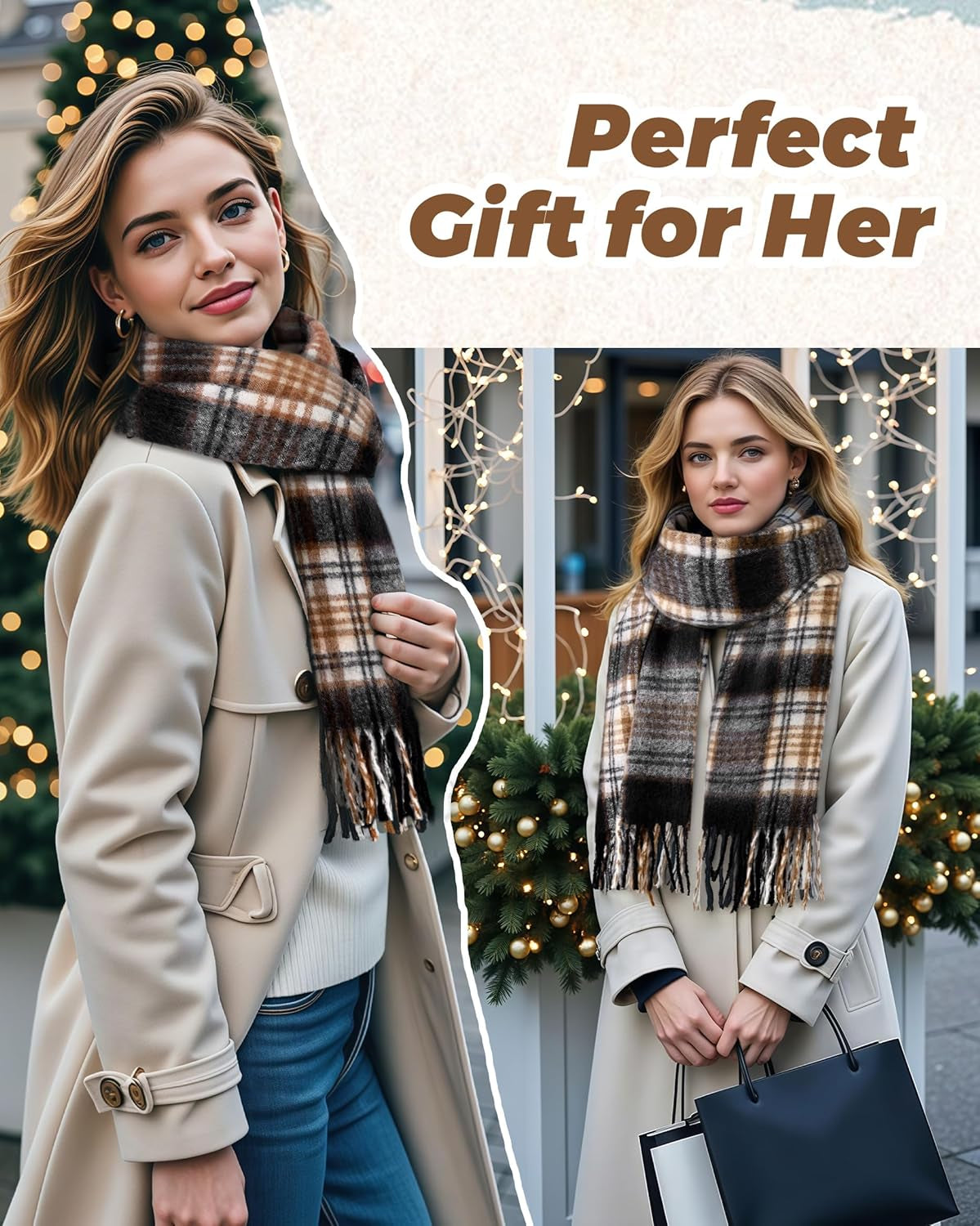 DOFOWORK Winter Scarf for Women - Winter Scarves for Women/Men 81"×18" Tassel Blanket Scarf Womens Scarves Wraps