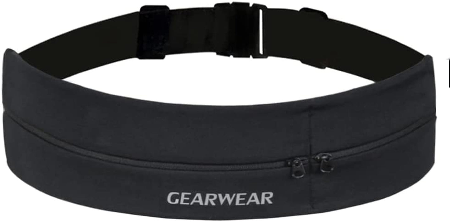 Running phone holder belt waist band black polyester stretchy