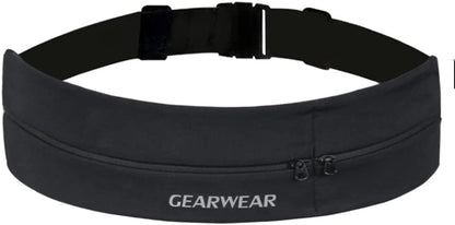 Running phone holder belt waist band black polyester stretchy
