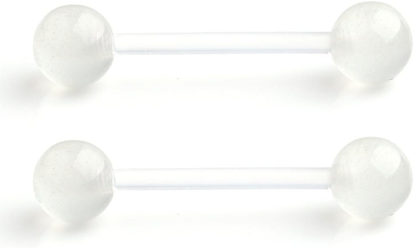 Ruifan 14G 16Mm Glow in the Dark Flexible Acrylic Straight Tongue Nipple Ring Retainer Piercing