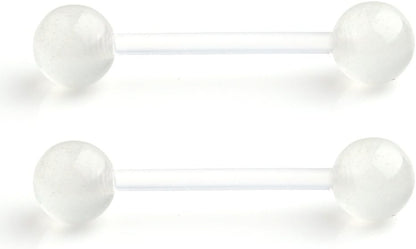 Ruifan 14G 16Mm Glow in the Dark Flexible Acrylic Straight Tongue Nipple Ring Retainer Piercing