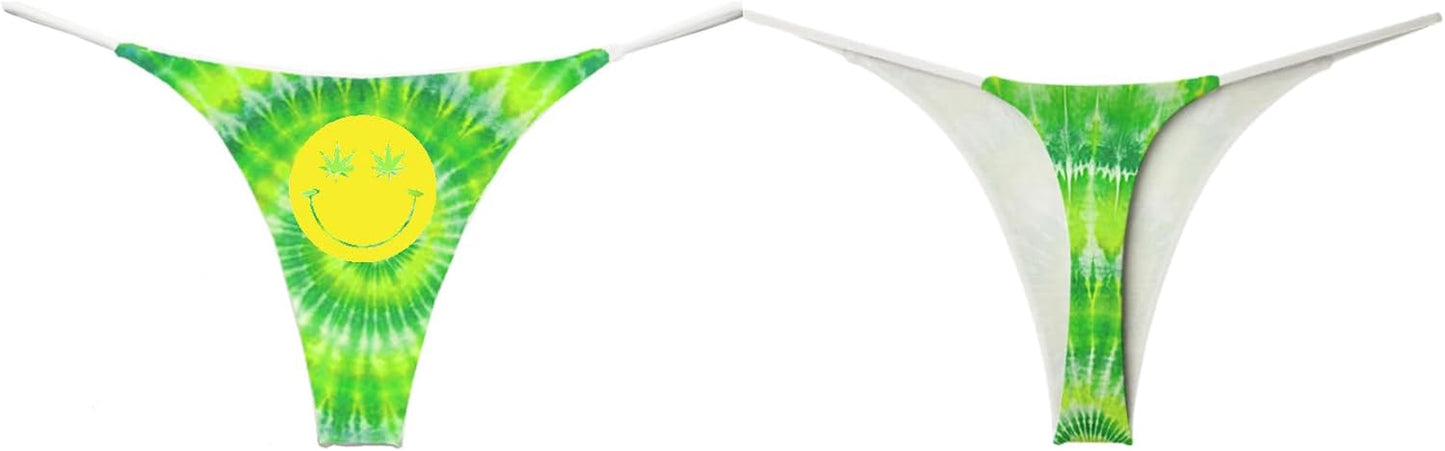 Smile High Club tie dye thong satin feel hippie 70s style