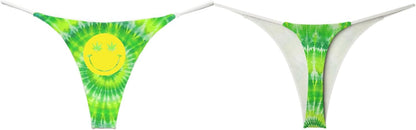 Smile High Club tie dye thong satin feel hippie 70s style