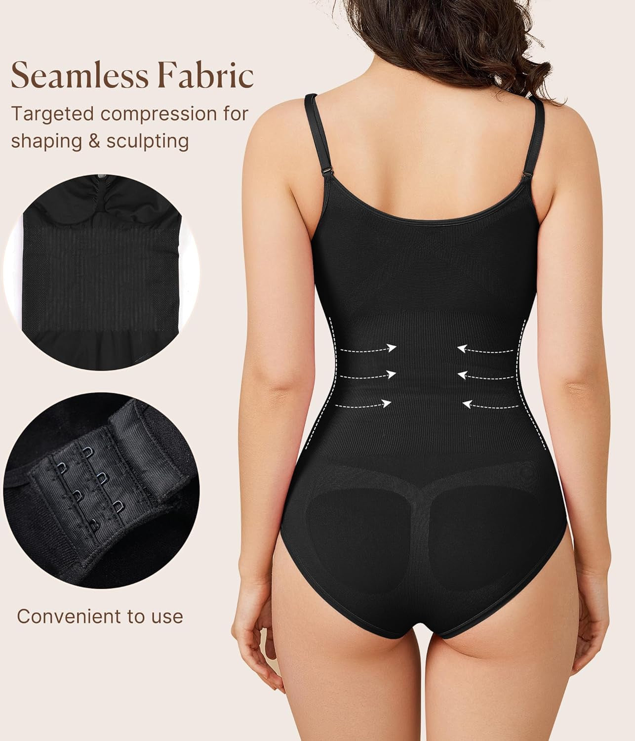 Tummy control bodysuit shapewear with sleeveless v-neck design