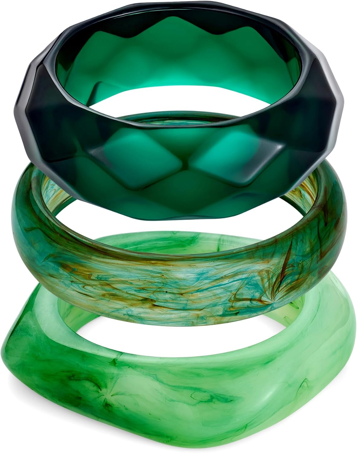 3PCS Colorful Acrylic Resin Bangle Bracelet for Women Boho Geometric Acetate Plate Bracelet Trendy Christmas Jewelry