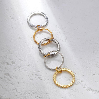 18K Gold Plated Stackable Rings for Women with Gift Box – Silver & Gold Multi-Link Connected Bands Set,Cubic Zirconia Mixed Metals Rings, Tarnish-Resistant Jewelry