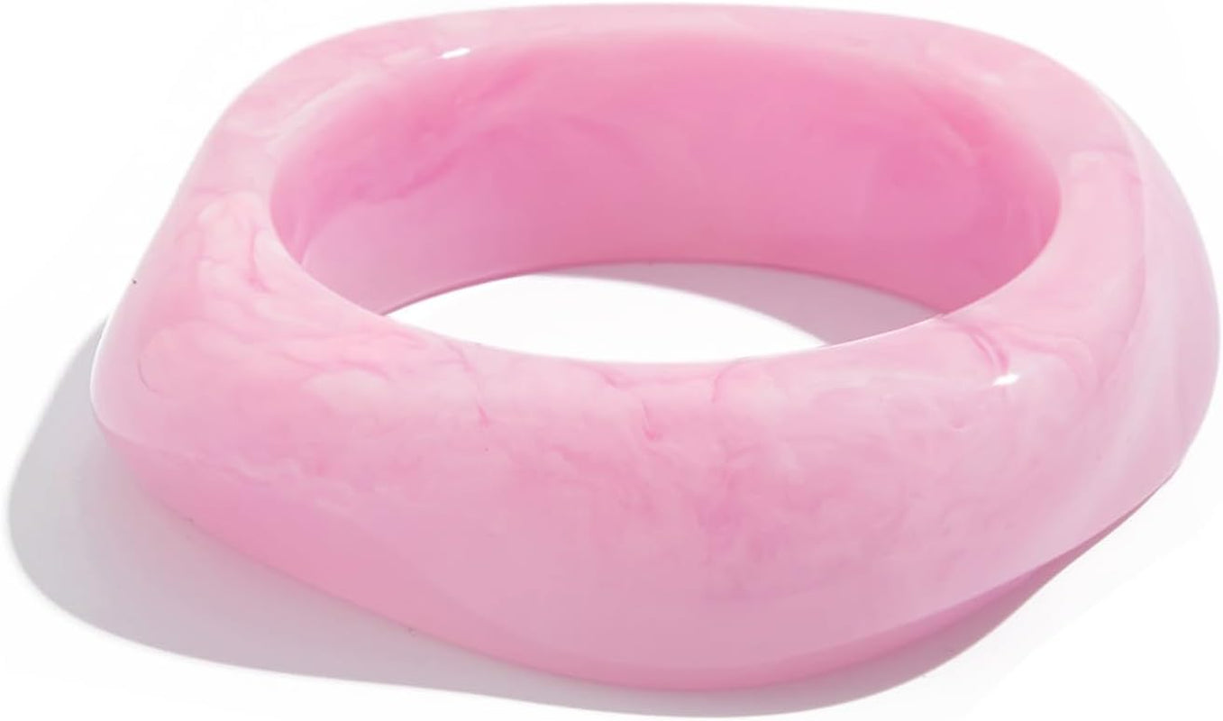 Chunky Acrylic Transparent Candy Color Geometric round Square Cuff Bangle Bracelet Set for Women Resin Wristband Statement Jewelry