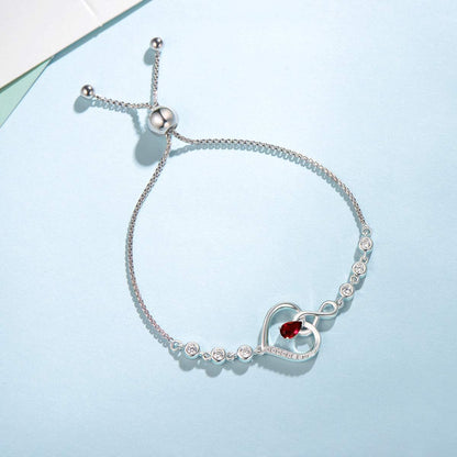 AGVANA Christmas Gifts Heart Birthstone Bracelets for Women Sterling Silver Genuine or Created Gemstone Tennis Bracelet Infinity Love Jewelry Anniversary Birthday Gifts for Wife Mom Women