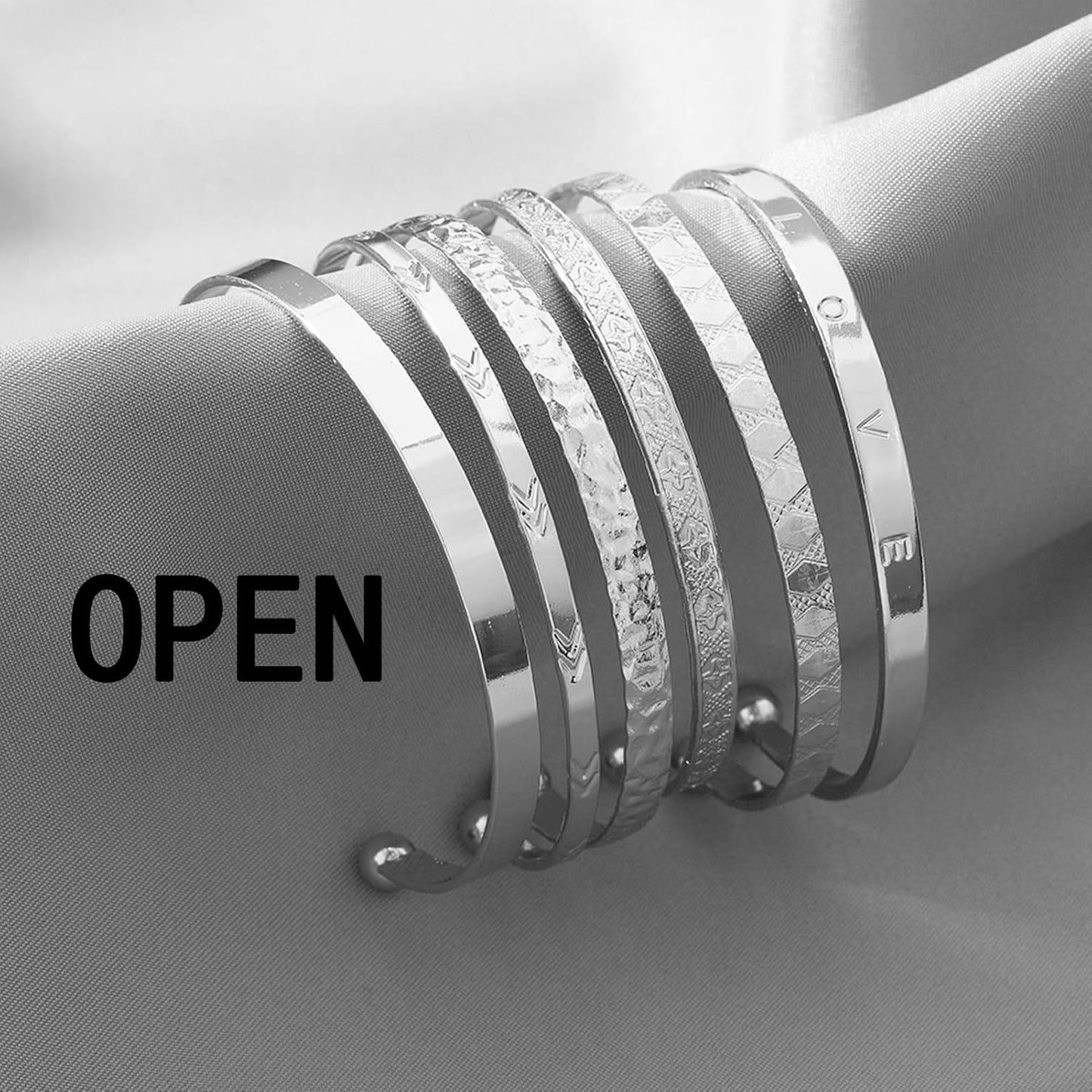Minimalist elegance silver stacking bangle bracelets