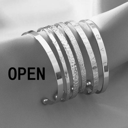 Minimalist elegance silver stacking bangle bracelets