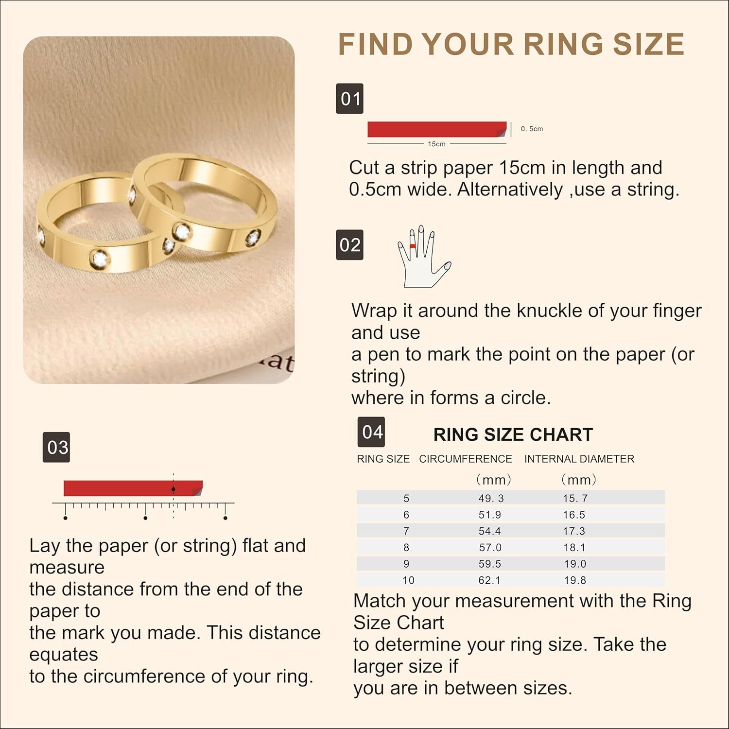 Cubic zirconia promise rings stacked together on woman's finger