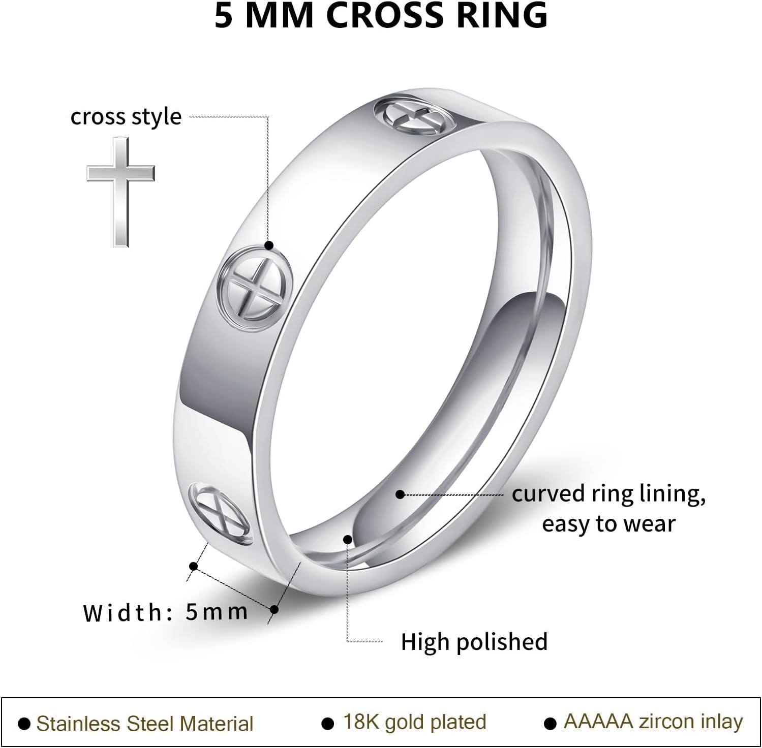 Love Promise Gold Ring for Women: Dainty Stainless Steel Ring Cubic Zirconia Wedding Band Engagement CZ Friendship Rings 18K Gold Silver Rose Gold Plated Birthday Gifts Dainty CZ Jewelry Size 5 6 7 8 9 10