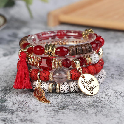 4 Sets Bohemian Stackable Bead Bracelets, Stretch Bangle Charm Jewelry 1