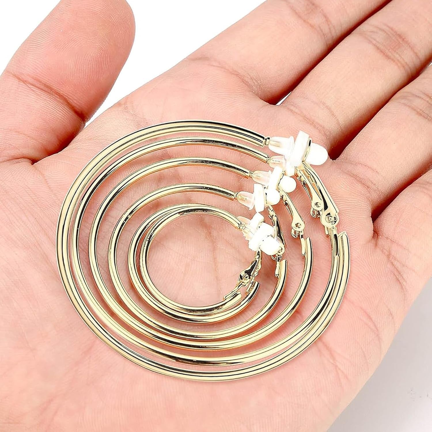 Sumind Clip on Hoop Earrings Hoop Gold Earrings Non Piercing Earrings Set for Women