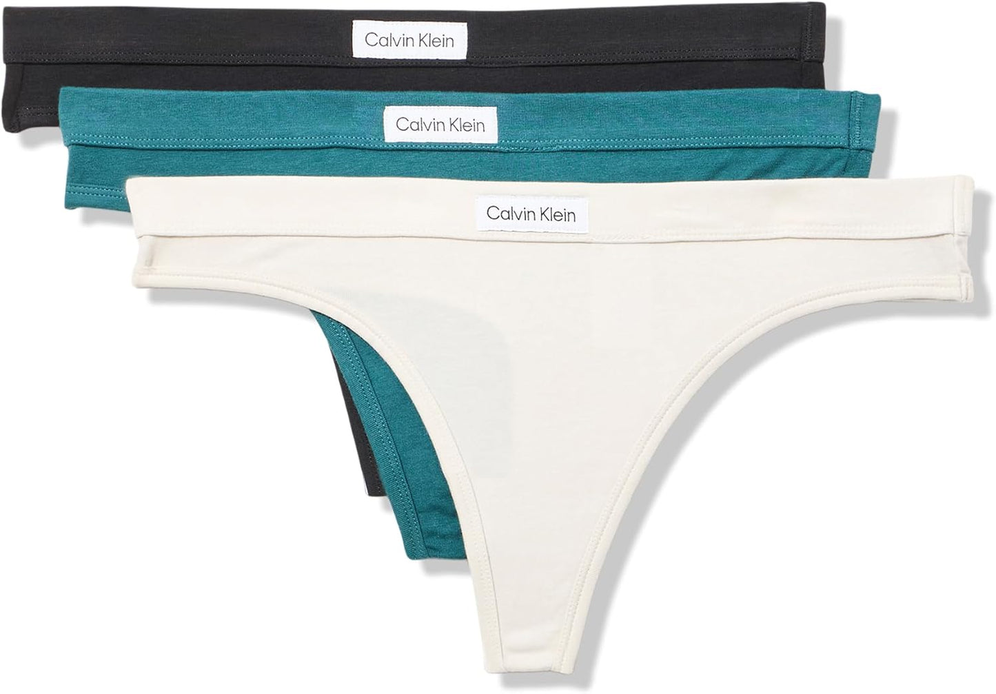 Calvin Klein womens cotton stretch thong panties 3-pack in neutral colors