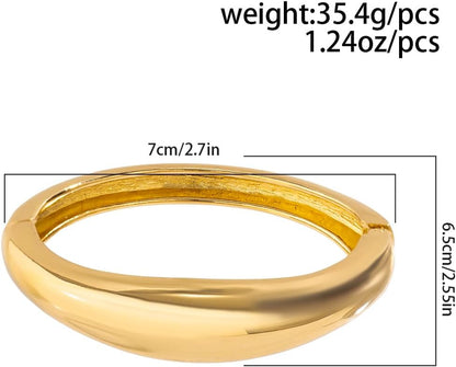 Gold Bangle Bracelets for Women Silver Plated Wide Wire Chunky Cuff Bracelets Trendy Hinged Cuff Open Wide Chunky Silver Bracelet Irregular Minimalist Bangle Jewelry