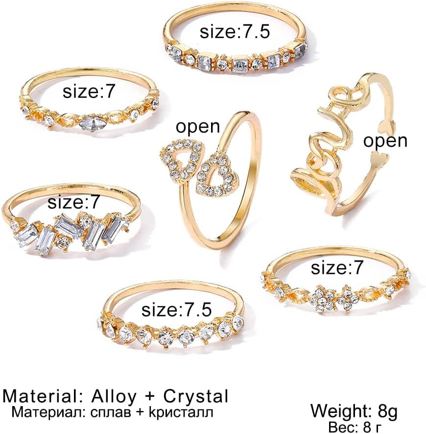 Dainty gold midi rings with moon and star celestial theme