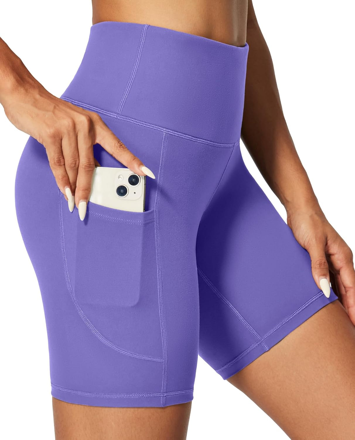 IUGA Biker Shorts Women 6" Tummy Control Workout Shorts Women with Pockets High Waisted Yoga Running Gym Spandex Compression