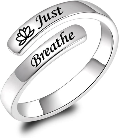 Inspirational adjustable ring from BEILIN in polished sterling silver finish