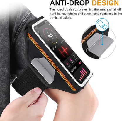 Key slot detail on compact phone armband for running