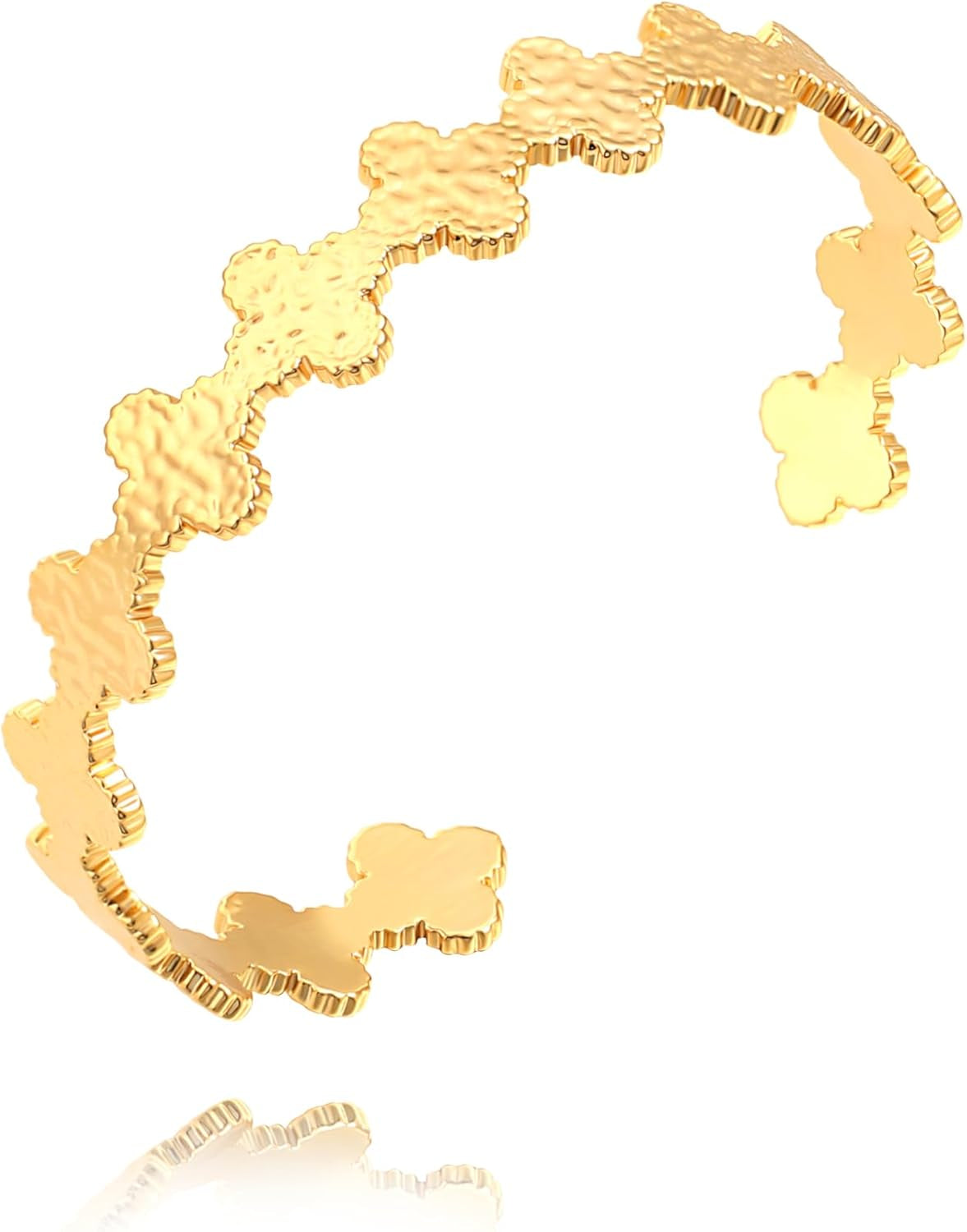 PEARLADA 18K Gold Cuff Bracelet for Women, Chunky Open Bangle Adjustable Bracelet, Trendy Statement Jewelry