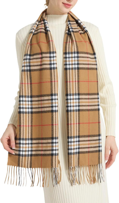Plaid Scarf for Women Men, Lightweight Classic Tartan Tassel Scarves Fashion Warm Winter Chunky Scarf Cold Weather