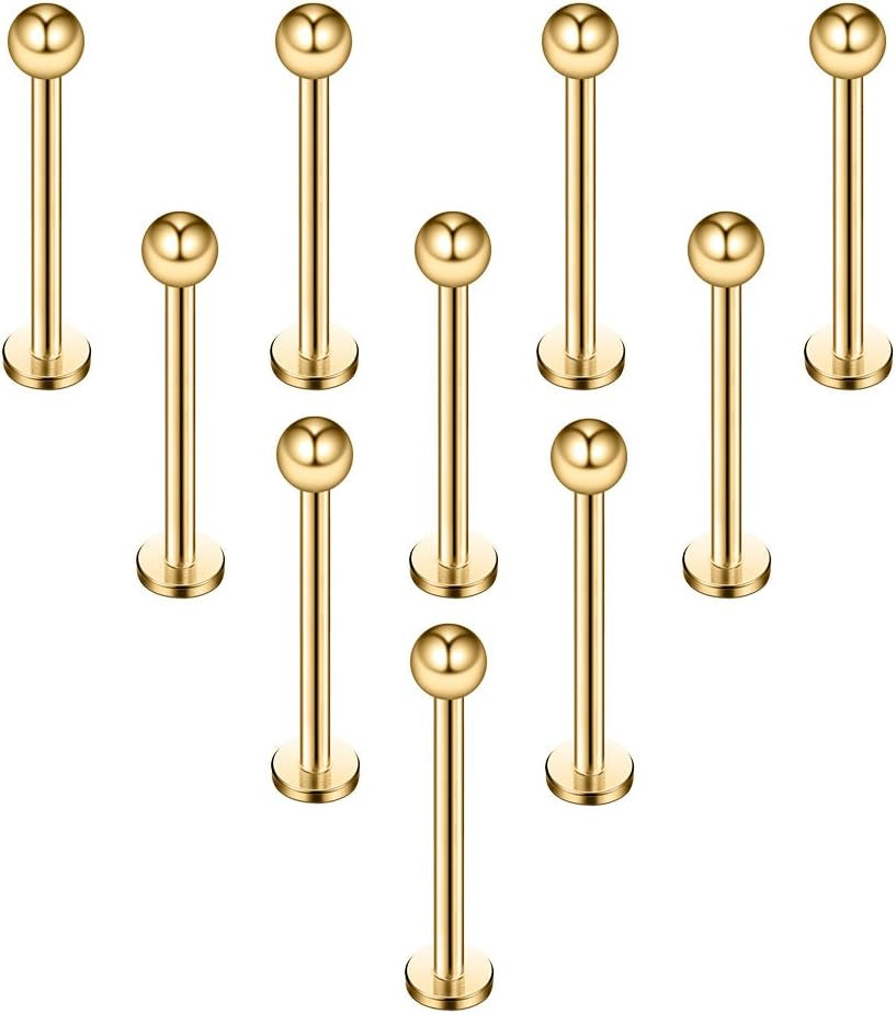 Ruifan 16G 316L Stainless Steel 3Mm Ball Labret Monroe Lip Ring Tragus Helix Cartilage Earring Stud Barbell Bar Length 6Mm 8Mm 10Mm 12Mm Body Piercing Jewelry