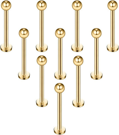 Ruifan 16G 316L Stainless Steel 3Mm Ball Labret Monroe Lip Ring Tragus Helix Cartilage Earring Stud Barbell Bar Length 6Mm 8Mm 10Mm 12Mm Body Piercing Jewelry