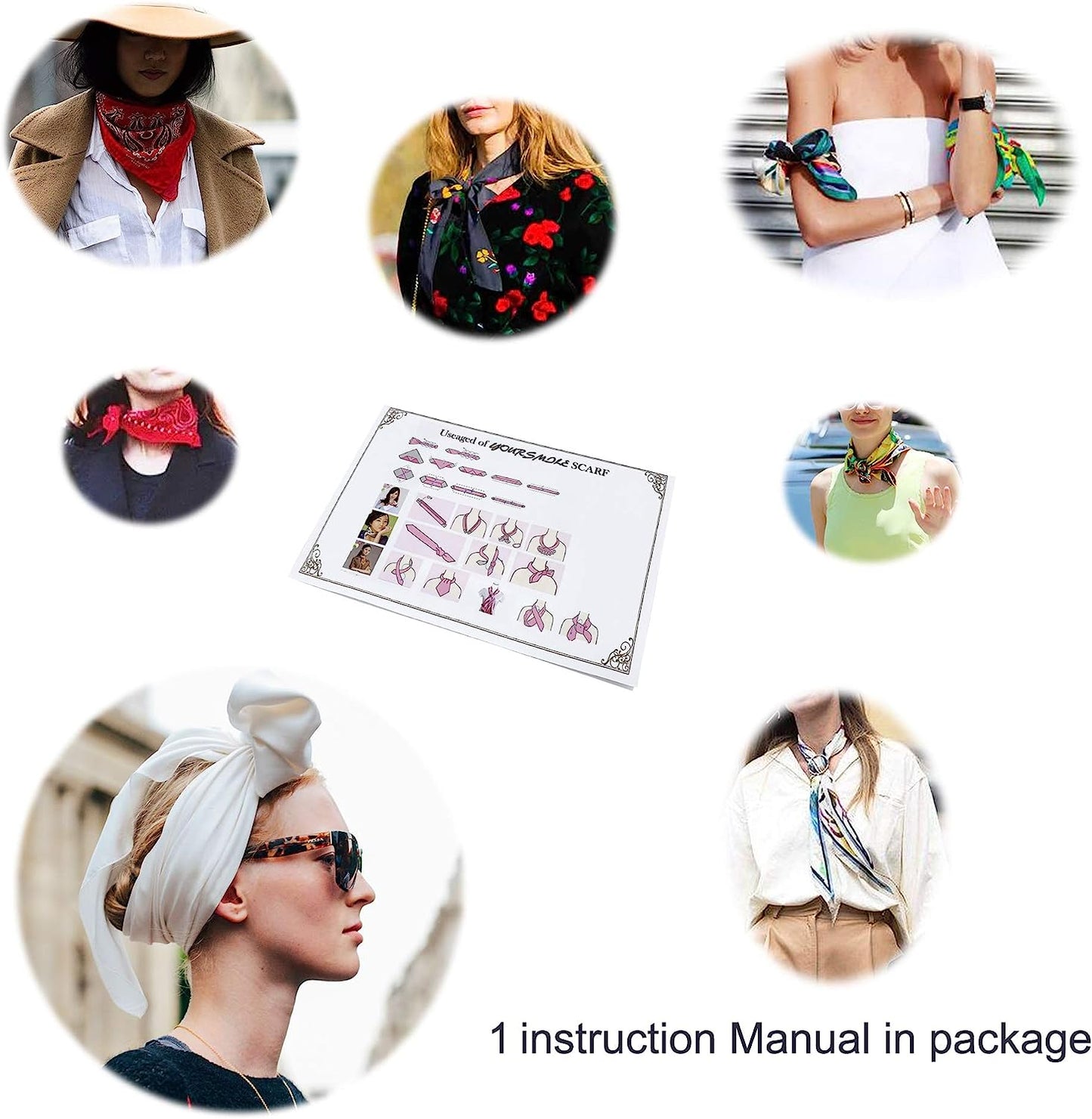 YOUR SMILE Silk like Scarf Square Satin Hair Scarf Fashion Neck Scarfs for Women 27'' X 27''