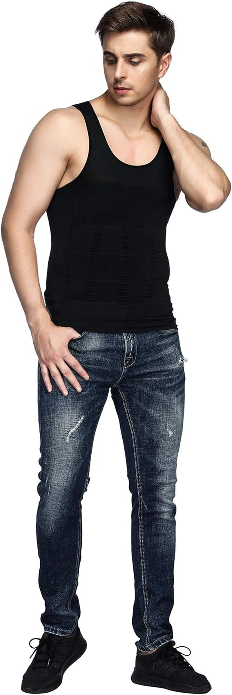5-pack mens tummy control slimming vest collection displayed