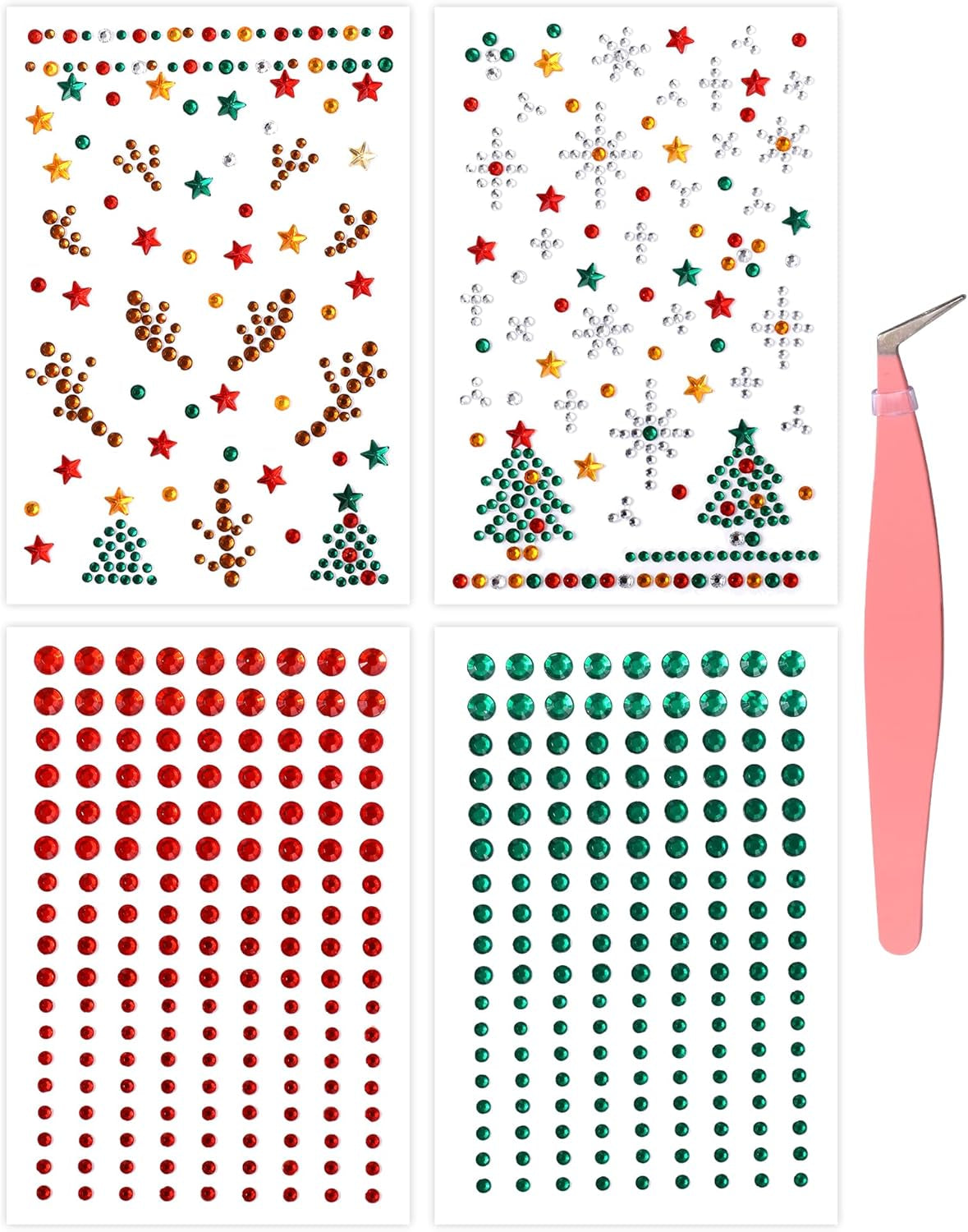 OUFER Stick on Acrylic Fake Piercings, Fake Lip Studs Eyebrow Piercing, Fake Face Piercing Nose Stud Non-Piercing Kit Piercing Balls Adhesive Face Jewelry