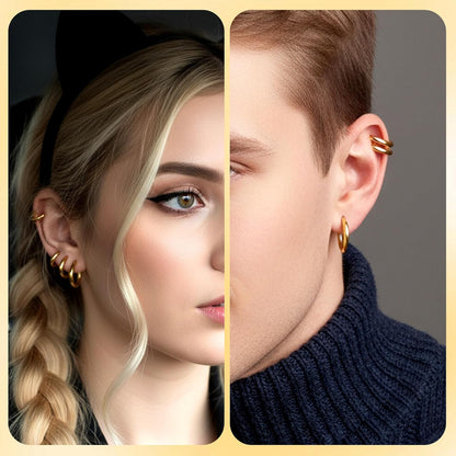 10PCS Clip on Earrings, Non Piercing Fake Earring Stainless Steel Clip on Hoop Earrings for Women Men 8Mm 10Mm 12Mm 14Mm 16Mm