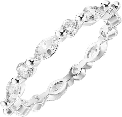 Close-up of cubic zirconia love ring in 14K gold plated finish detail