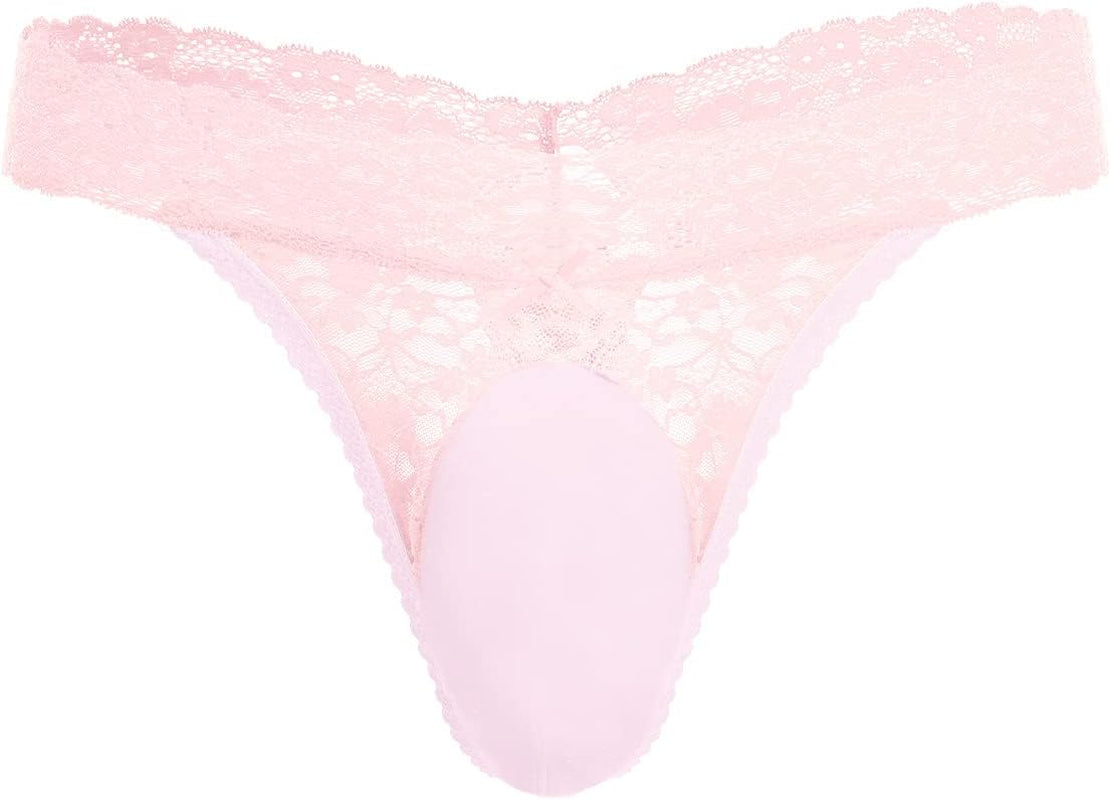 Sheer mesh thong g-string for men with delicate lace construction