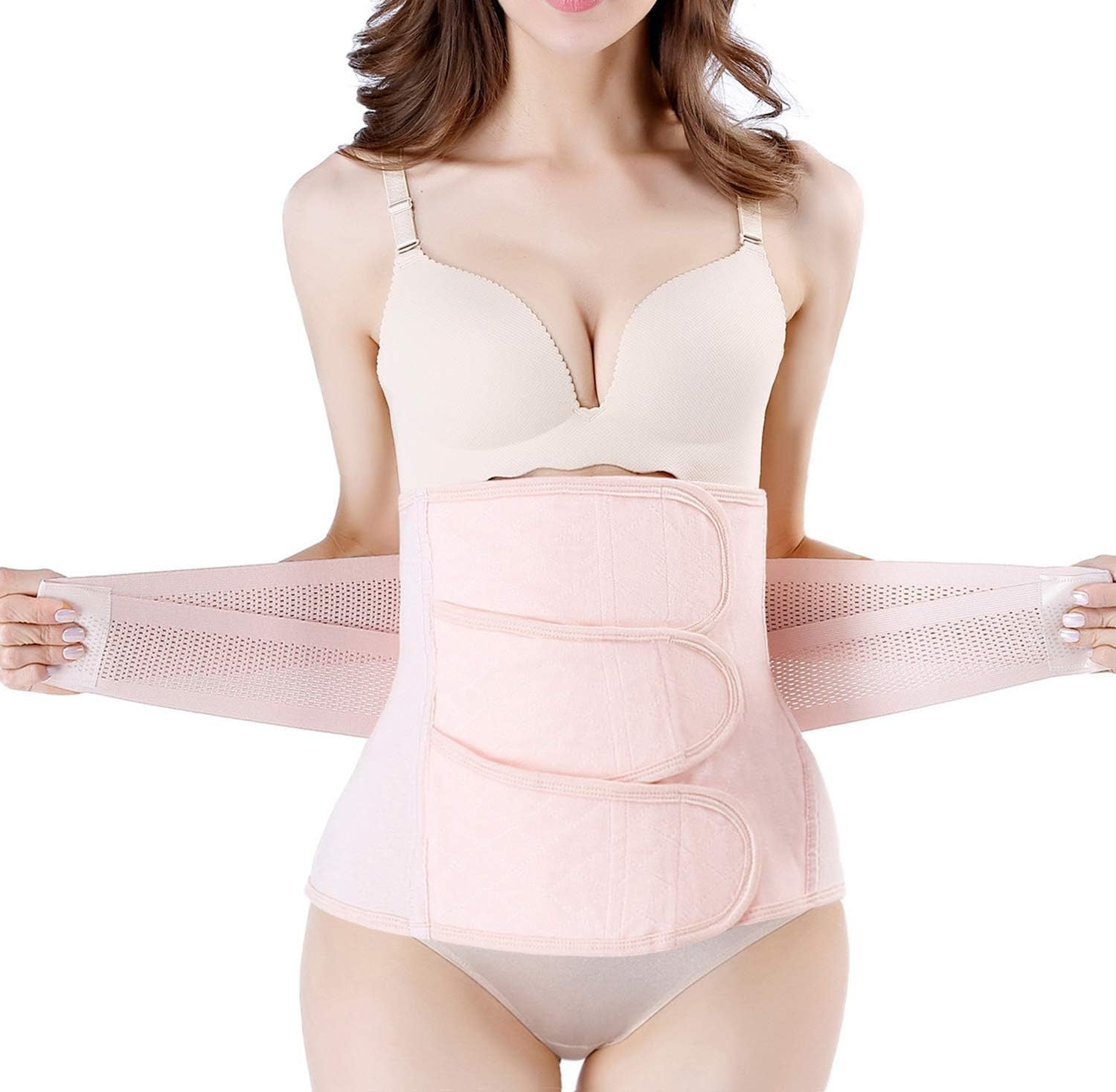 Postpartum shapewear showing before and after tummy flattening results