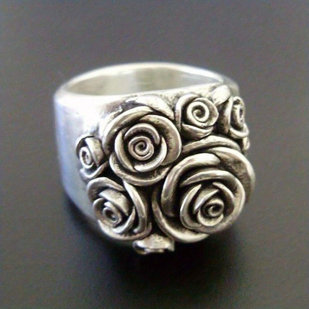 Vintage-inspired rose design ring with sparkling cubic zirconia stones