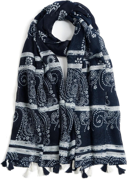 Scarf for Women Lightweight Soft Floral Leopard Printed Scarves Fall Winter Fashion Shawl Wrap with Fringe