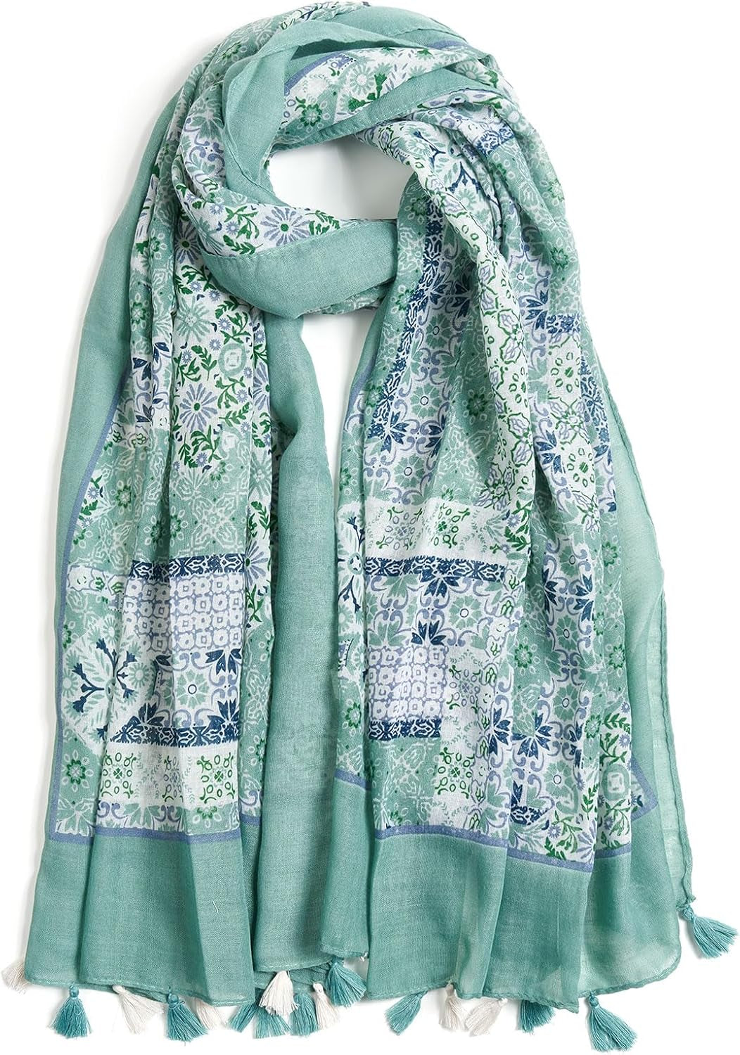 Scarf for Women Lightweight Soft Floral Leopard Printed Scarves Fall Winter Fashion Shawl Wrap with Fringe