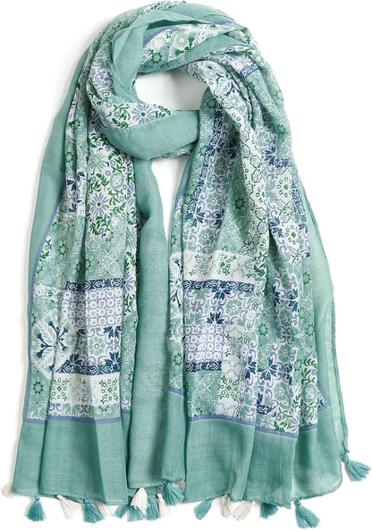 Scarf for Women Lightweight Soft Floral Leopard Printed Scarves Fall Winter Fashion Shawl Wrap with Fringe