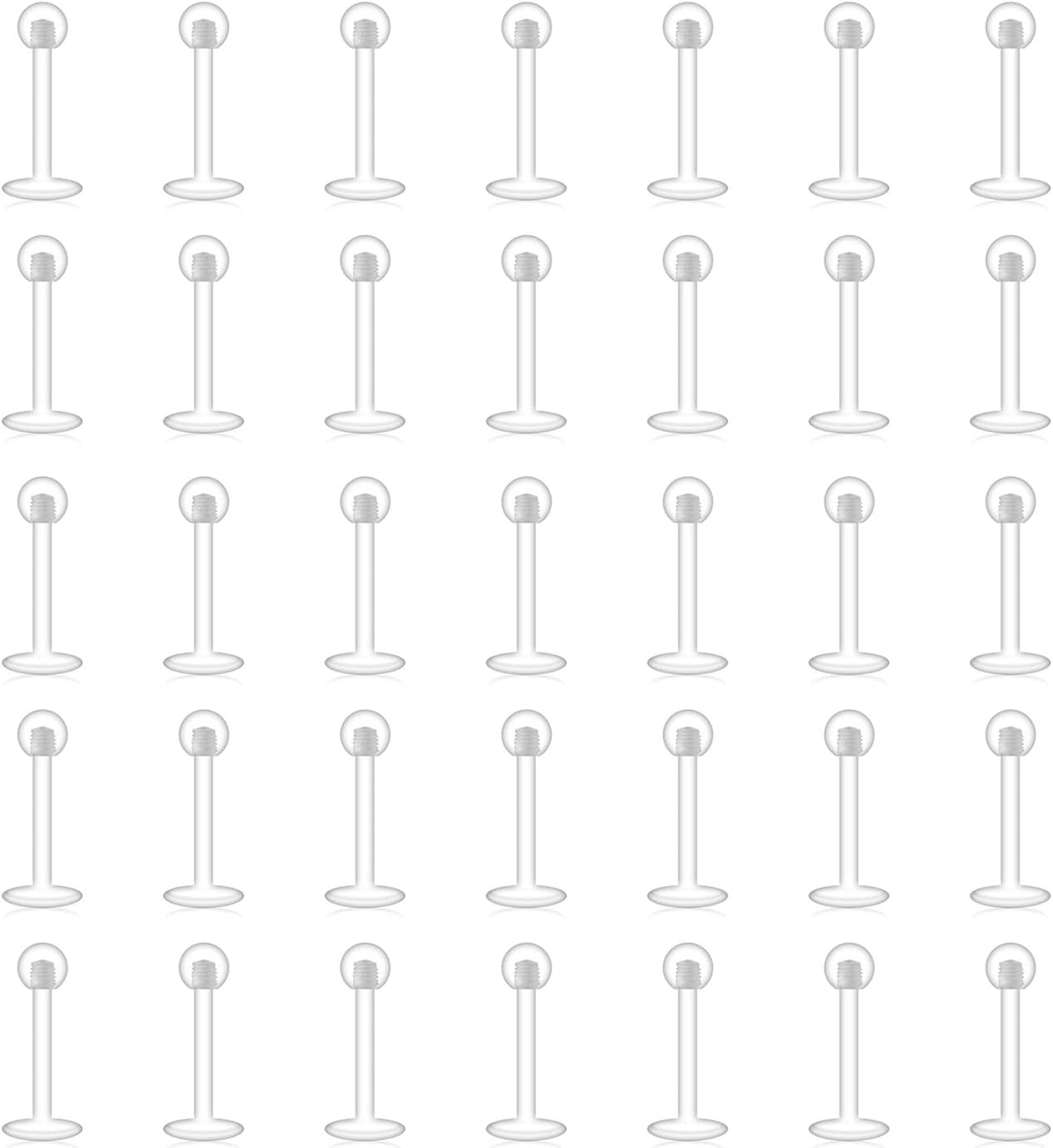 D.Bella Clear Cartilage Earring-16Pcs 16G Clear Acrylic Bioflex Tragus Retainer Lip Rings Nose Studs Labret Ear Helix Earring Clear 6Mm/8Mm/10Mm/12Mm