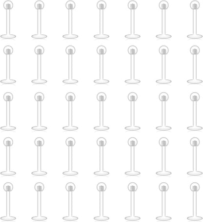 D.Bella Clear Cartilage Earring-16Pcs 16G Clear Acrylic Bioflex Tragus Retainer Lip Rings Nose Studs Labret Ear Helix Earring Clear 6Mm/8Mm/10Mm/12Mm