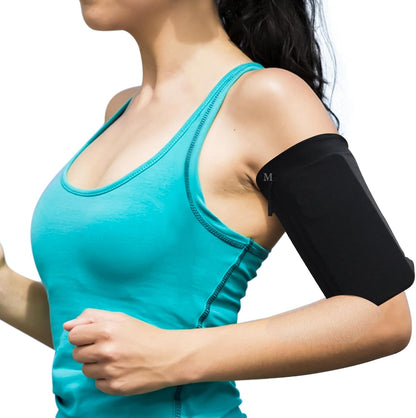 Black running phone armband medium size on arm