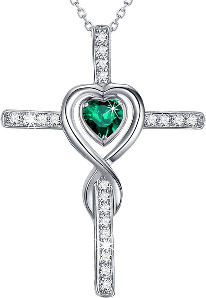 Dorella Love Infinity Christmas Jewelry for Women Birthday Gifts Wife Mom December January Birthstones Blue Topaz Garnet and More Stones Jewelry 925 Sterling Silver