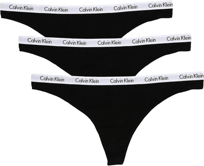 Calvin Klein Women'S Carousel Logo Cotton Stretch Thong Panties, 3 Pack