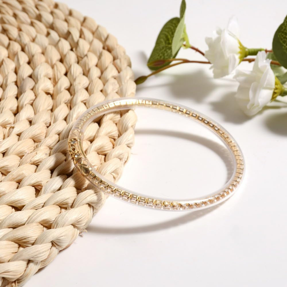 3Pcs Crystal Jelly Silicone Bracelets Set Shine Jelly Rhinestone Silicone Filled Bangles Bracelet for Women Men