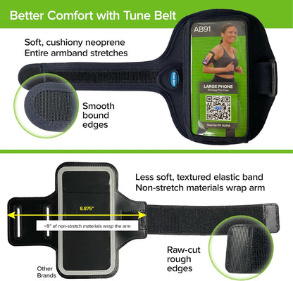 Close-up of deep pocket design on Tune Belt armband for secure phone fit