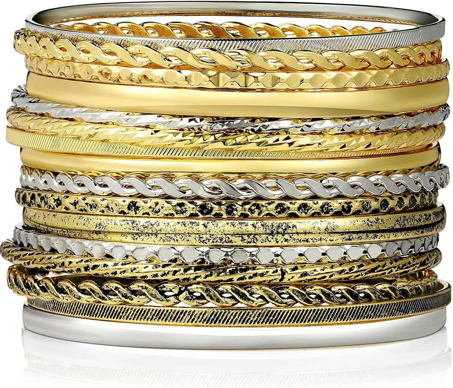 Complete sixteen-piece vintage Indian stackable bangle set